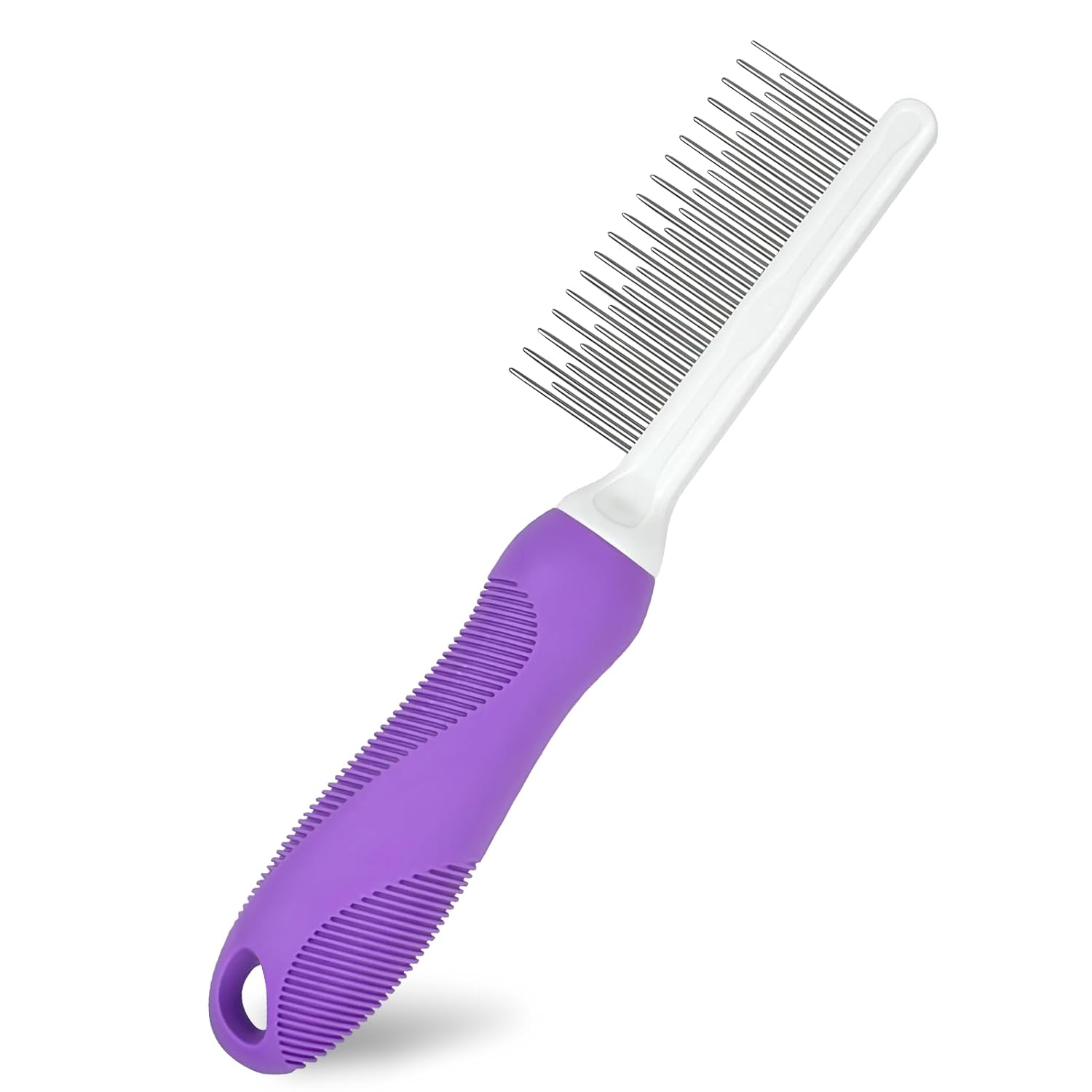Detangling Pet Comb For Dog Cat Grooming Comb With Long Short Stainless Steel Teeth Safely Remove Knots Tangles For Healthy Shiny Coat Gentle Effective Detangling Tool For Pet Hair