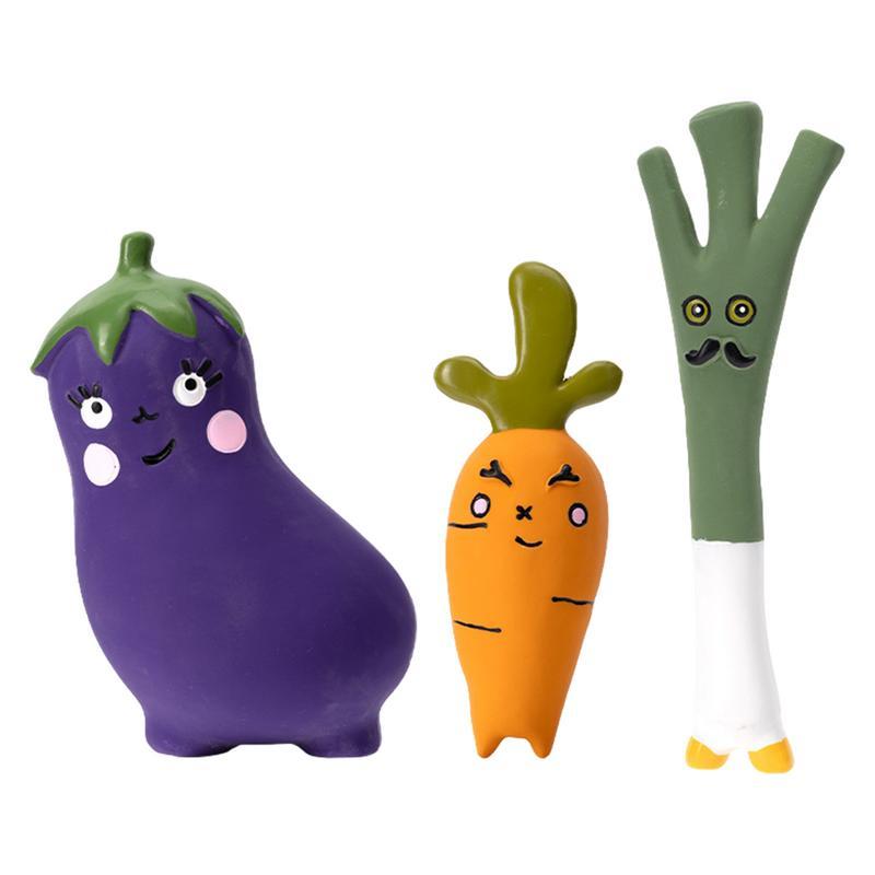 Cute Vegetable Dog Chew Toys Cartoon Onion Eggplant Teething Toy Puppies Latex Reusable Teethers Vegetable Figures For Dogs